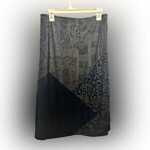 Black Notations Whimsigoth Velvety Patterned Midi Skirt